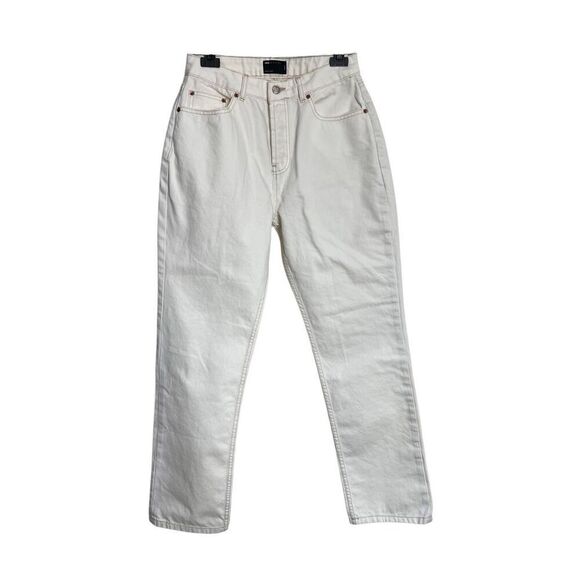 ASOS Mom Jeans Womens Size 28/32 Off-White Cotton Straight Leg Casual Vintage - Picture 1 of 9